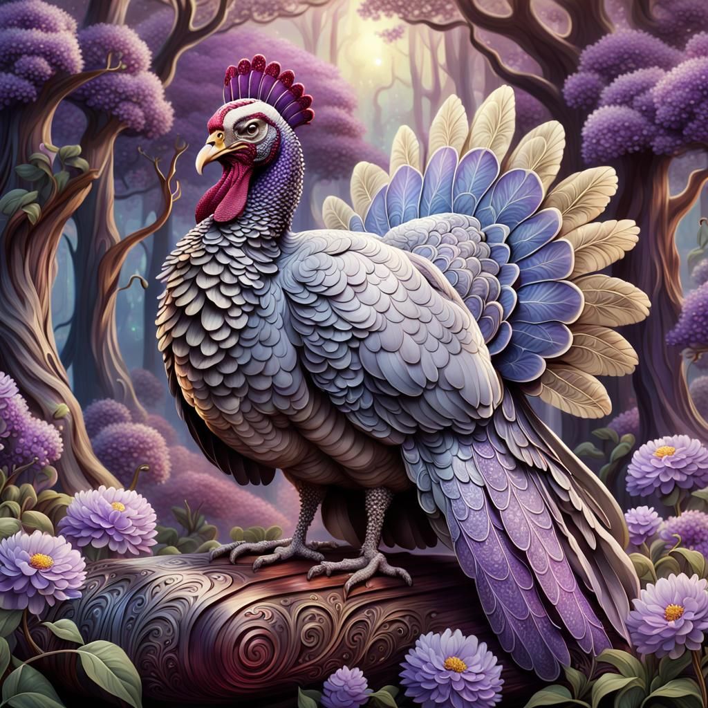 Majestic Turkey in Mystical Forest Concept Art