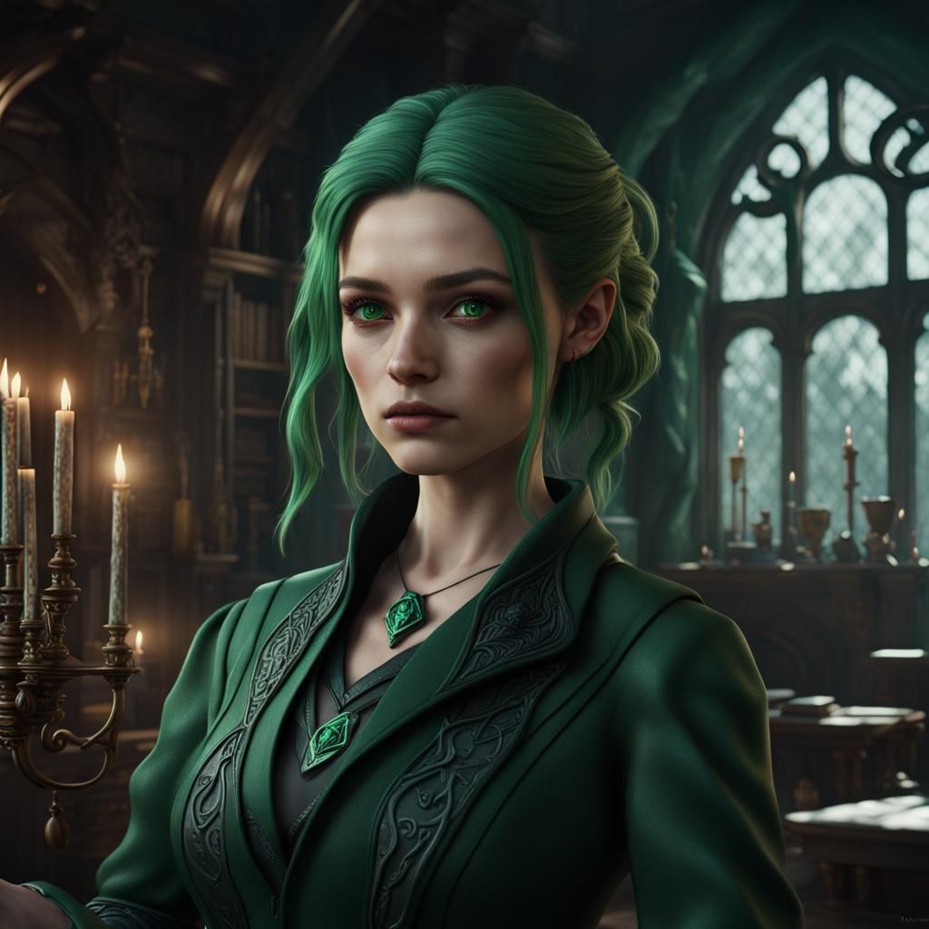 Slytherin Girl: Detailed Matte Painting