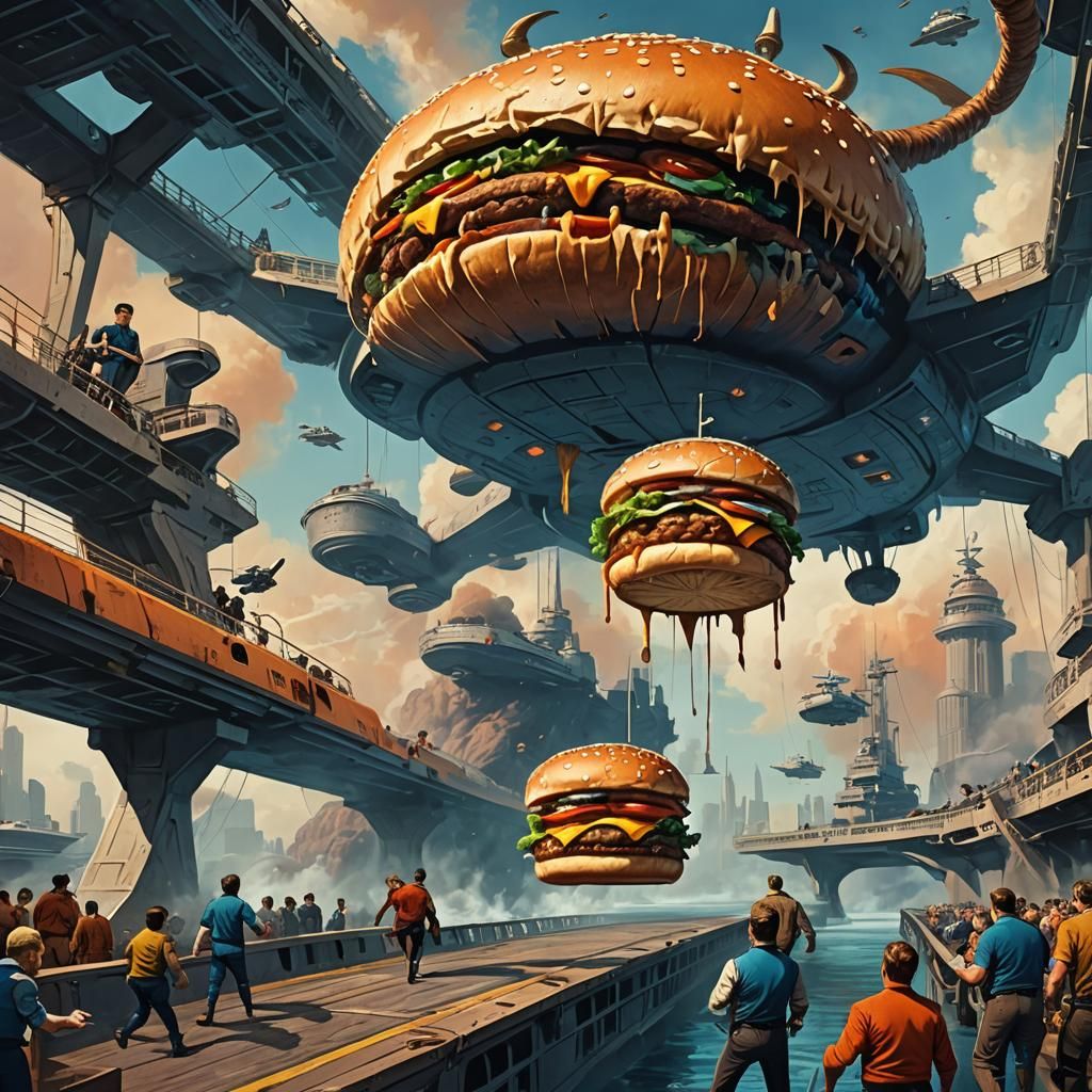 Giant Burger Attack on Star Trek: Fantasy Concept Art