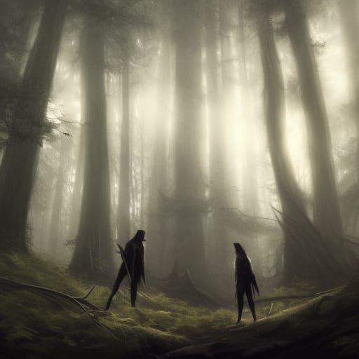 Epic Dark Fantasy Battle in a Forest