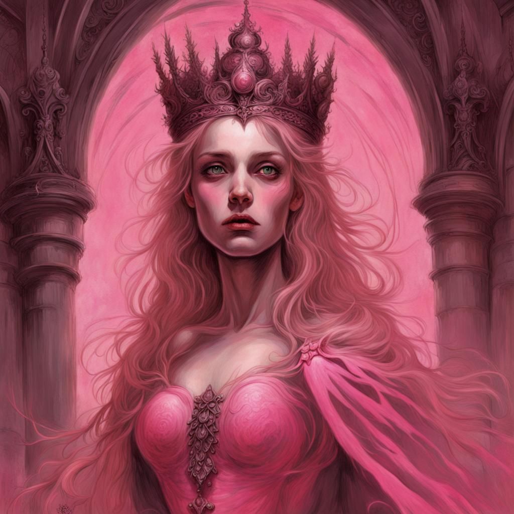 Pink Scandinavian Princess in Horror Style