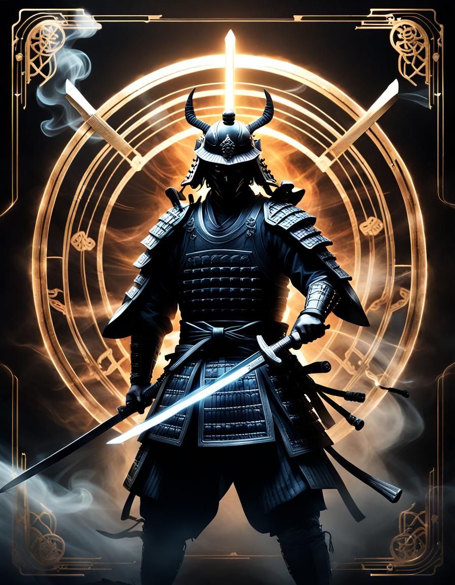 Samurai Silhouette Fantasy Card Art