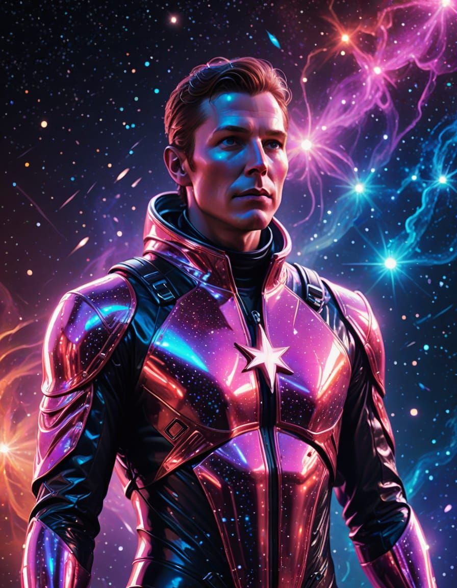 Starman Waiting: Vibrant Neon Science Fiction Art