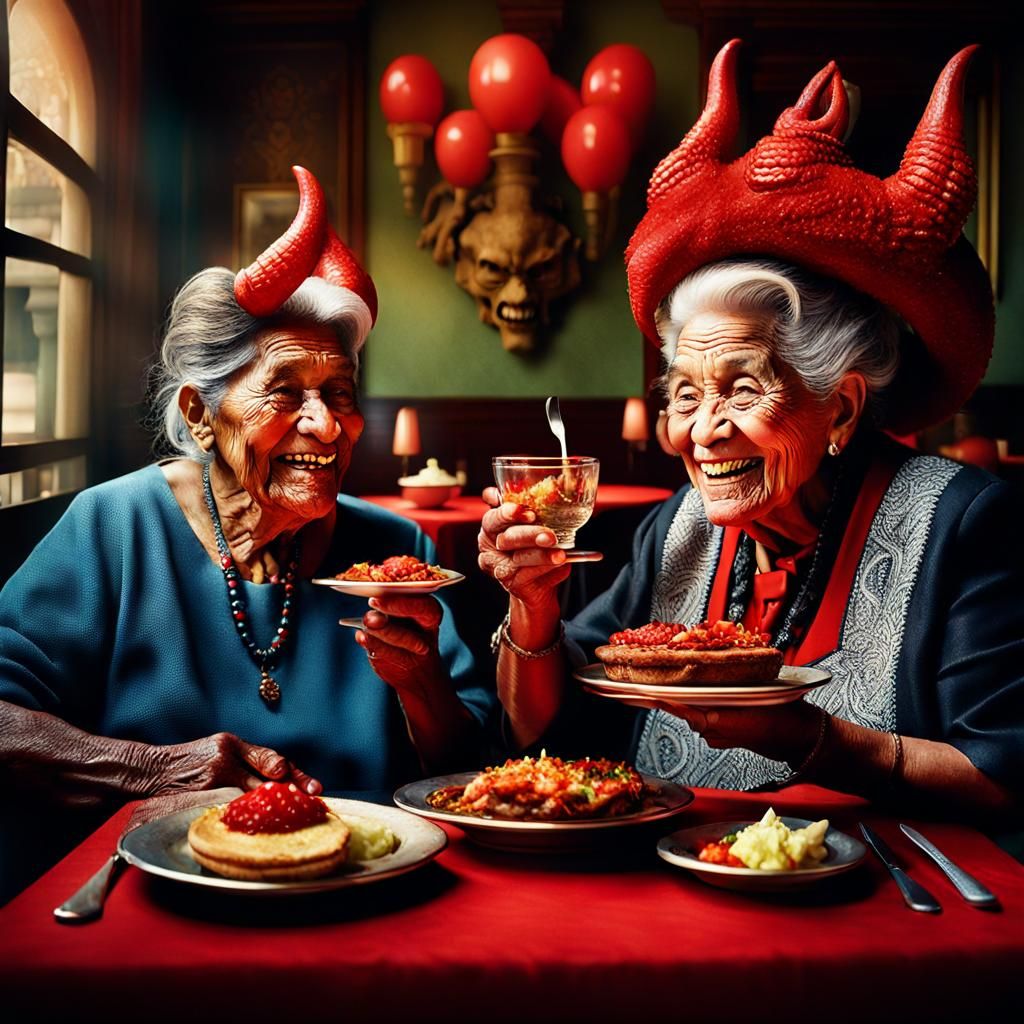Peruvian Ladies Dine with a Demon Waiter