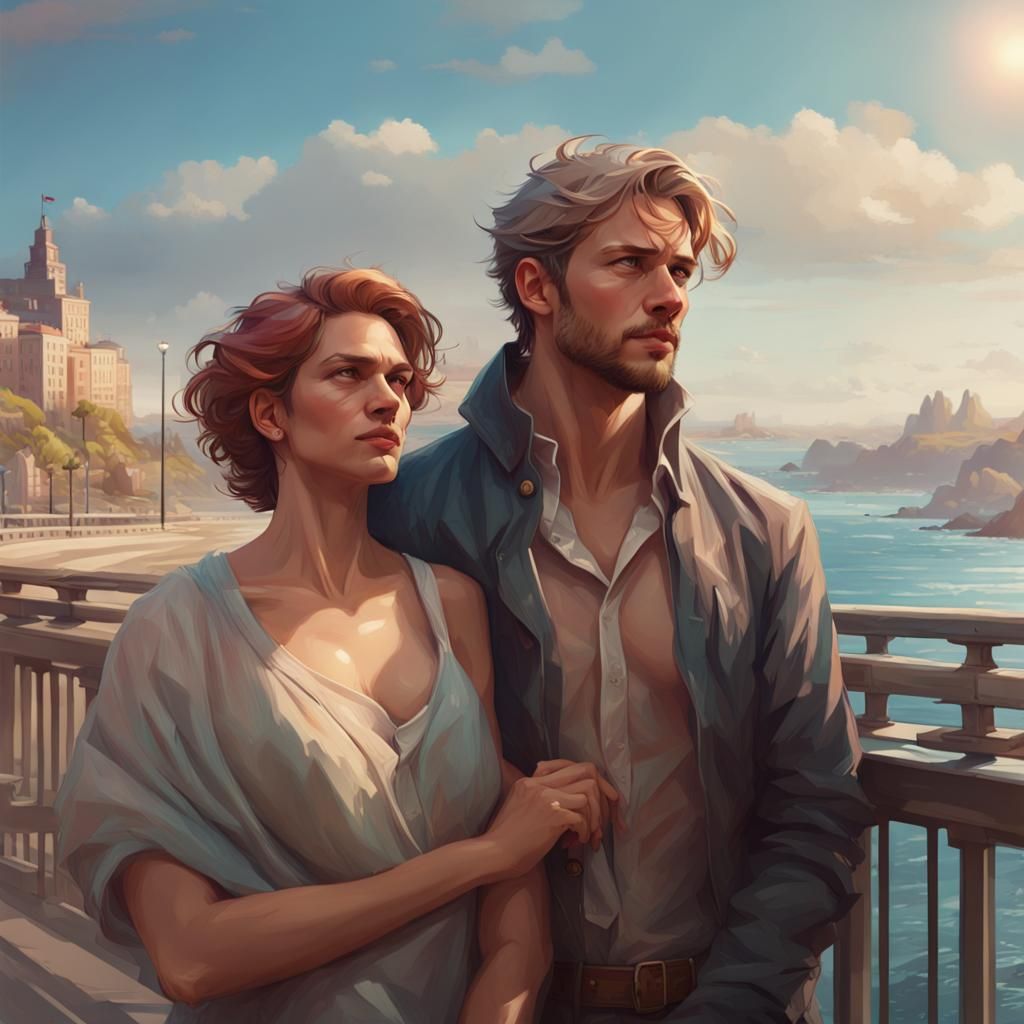 Modern Mother and Son Portrait in Hyperdetailed Style