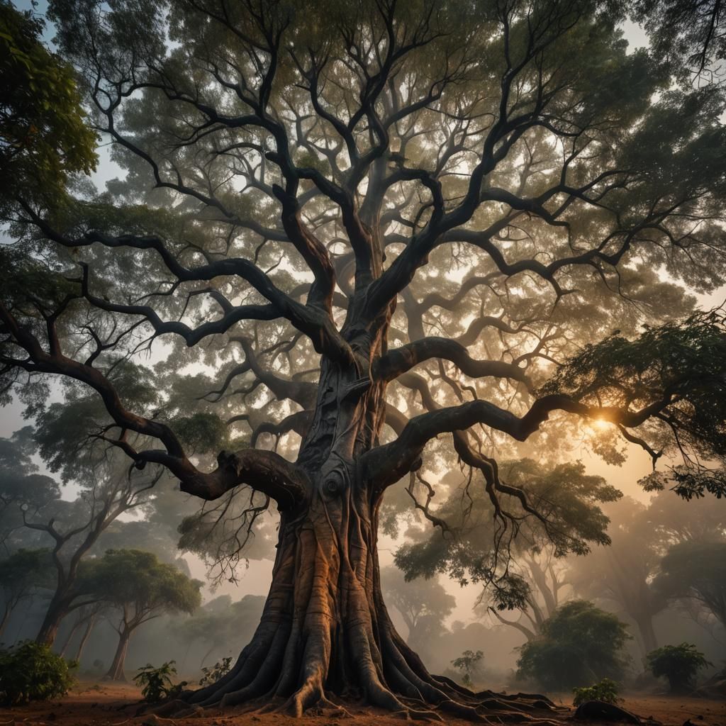 Luminous Tree Towers in Twilight: HDR Photography