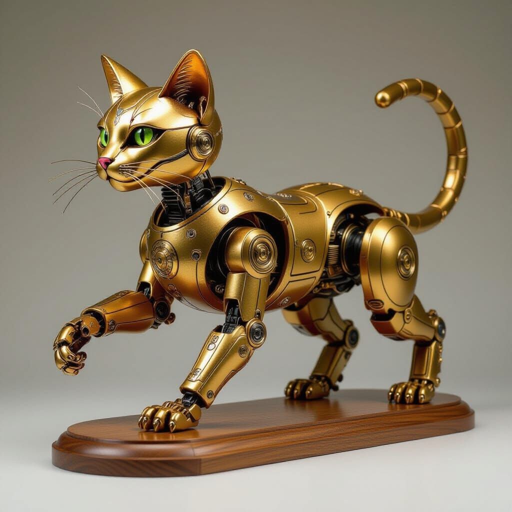 Steampunk Robot Cat Automaton in Dynamic Leap