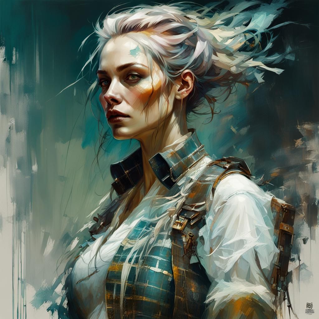 Plaid Model in Digital Airbrush Fantasy Art