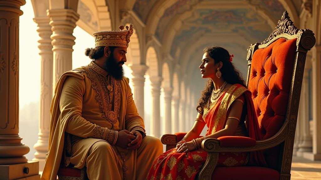Majestic Indian King and Queen in Traditional Portraiture
