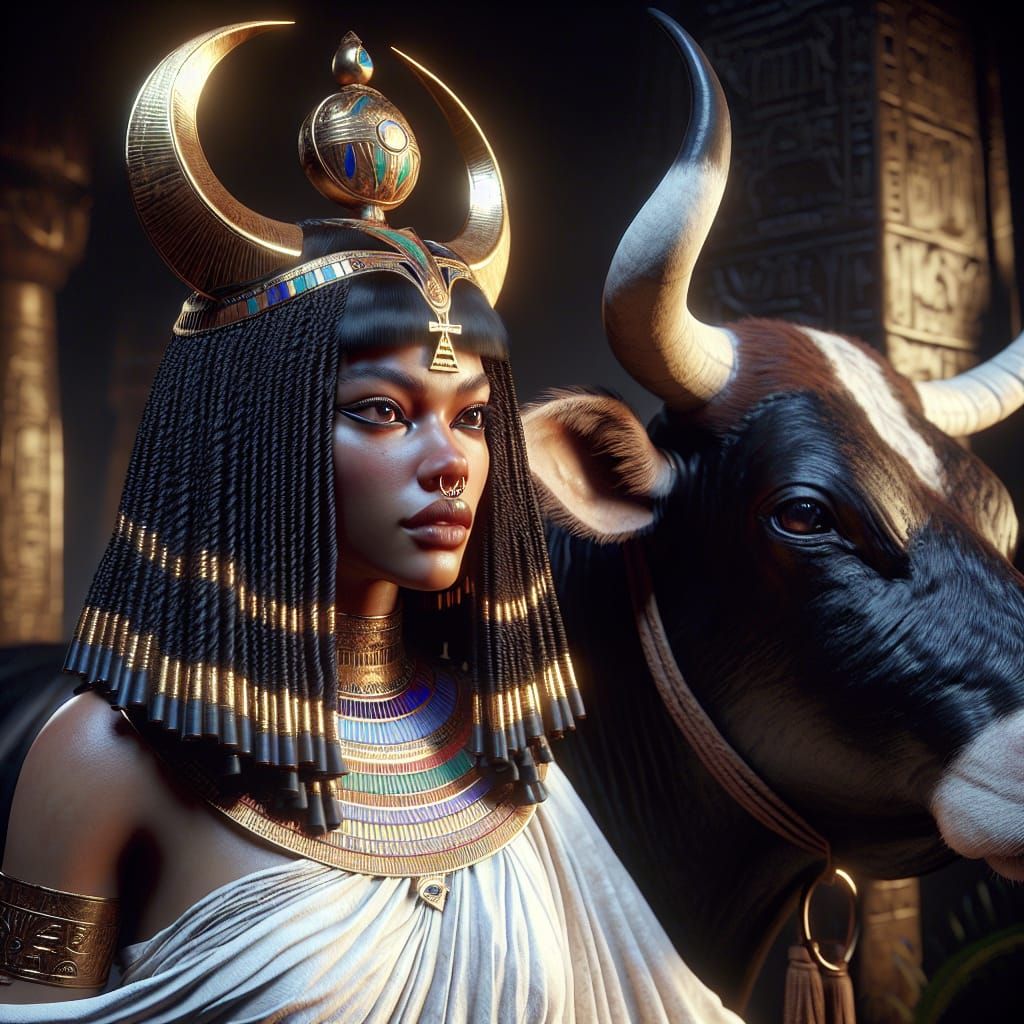 Ancient Egyptian Goddess Neb-Tau-Tȧb in Majestic Splendor
