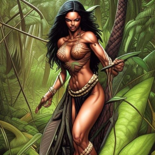 Dark Elf in Jungle, Comic Book Art