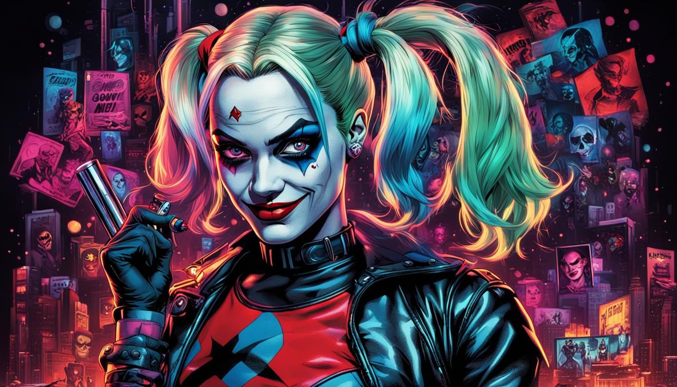 Harley Quinn Wallpaper in Retro Comic Style