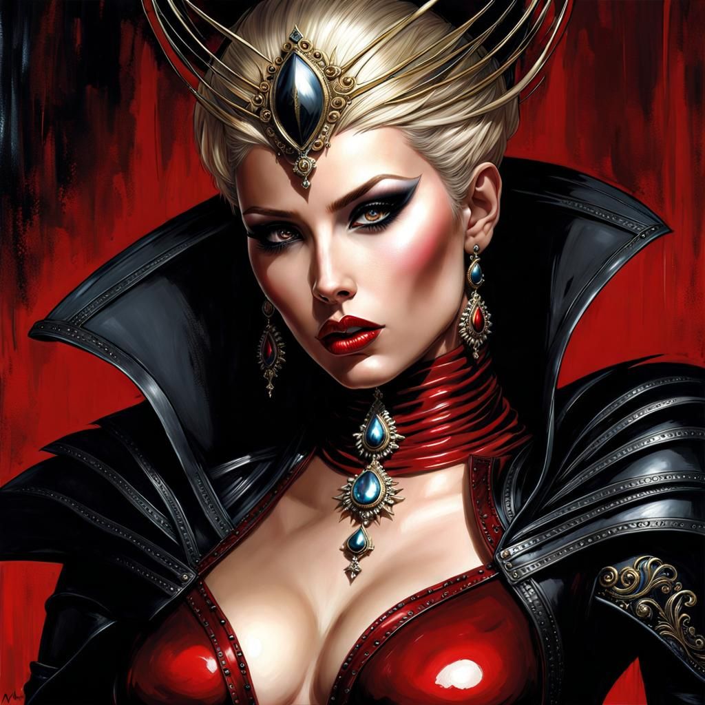 Gothic Dominant Female Portrait in Latex Costume