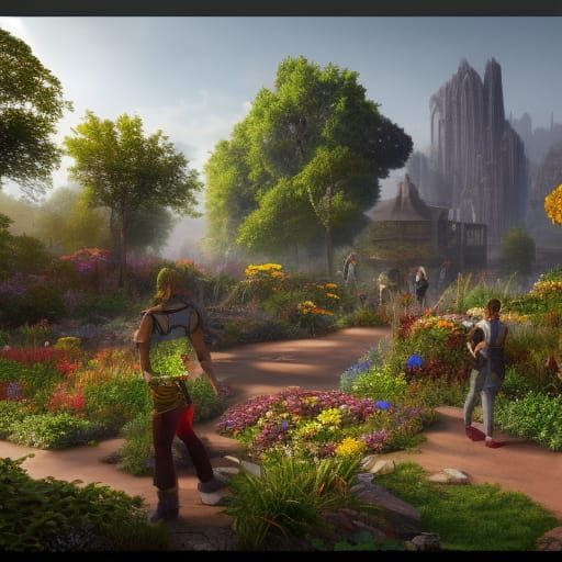 Futuristic Community Gardens: Detailed Matte Painting