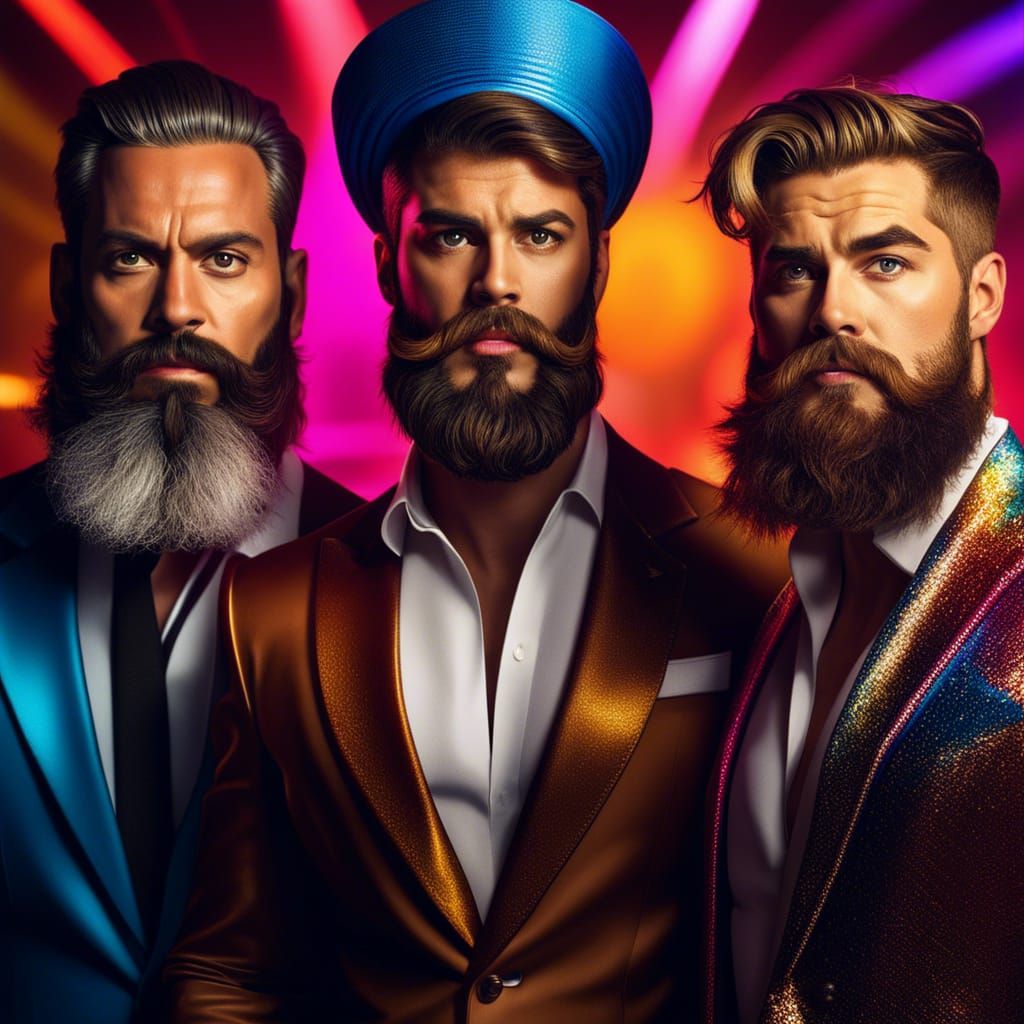 Hyperrealistic Men as Supermodels in Splash Art Style