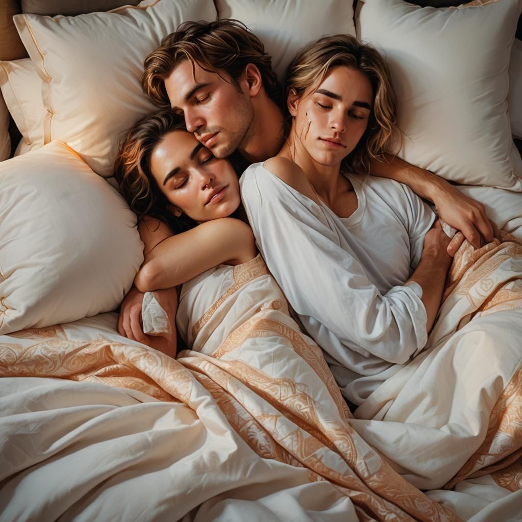 Romantic Couple in Bed: Fantasy Digital Art