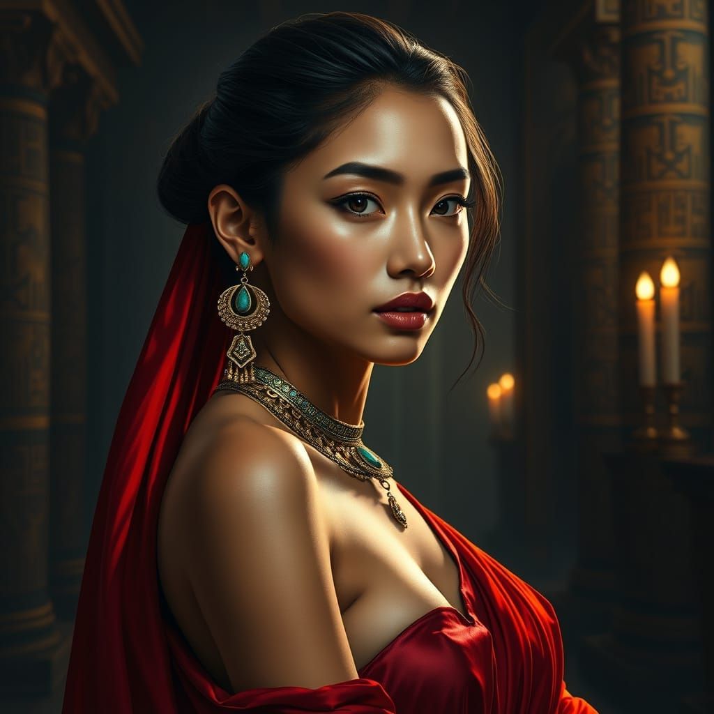 Regal Cambodian Goddess in Pharaonic Aesthetic