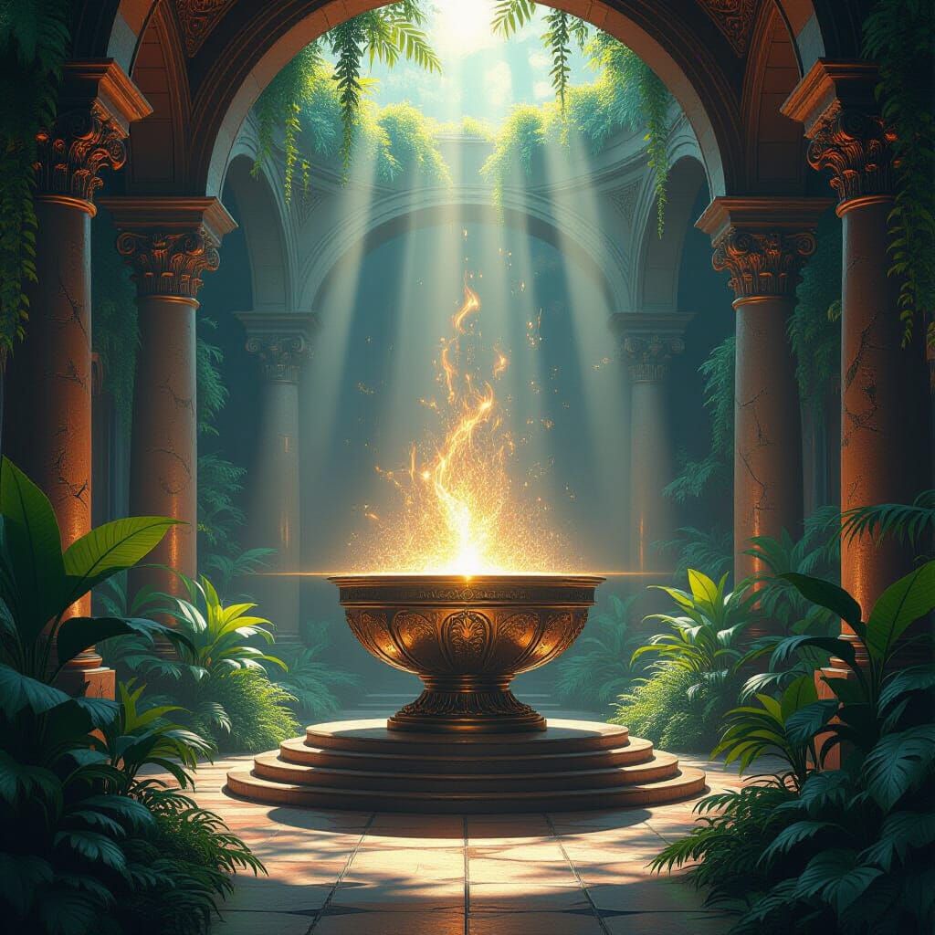 Majestic Holy Grail in Ornate Temple