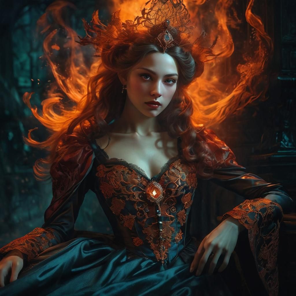 Anime Vampire Portrait in Edwardian Gothic Style