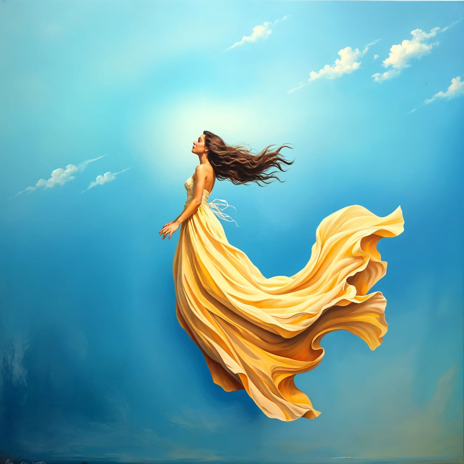 Lady of Surrealism in Dreamlike Skies