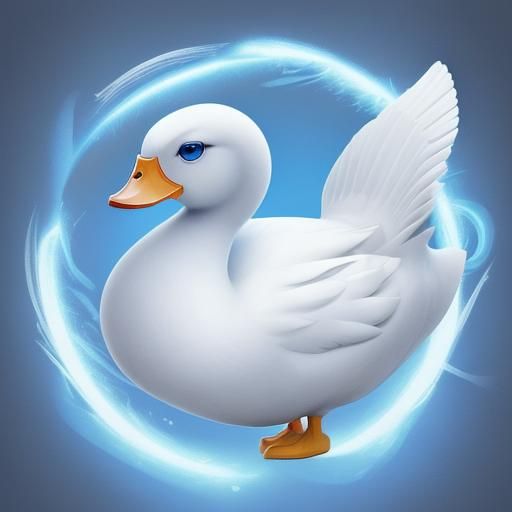 White Duck with Blue Eyes and Aura