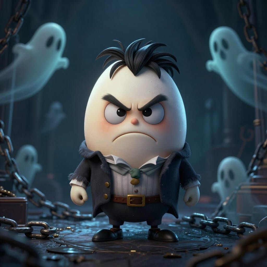 Angry Scrooge Egg Haunted by Ghostly Chains