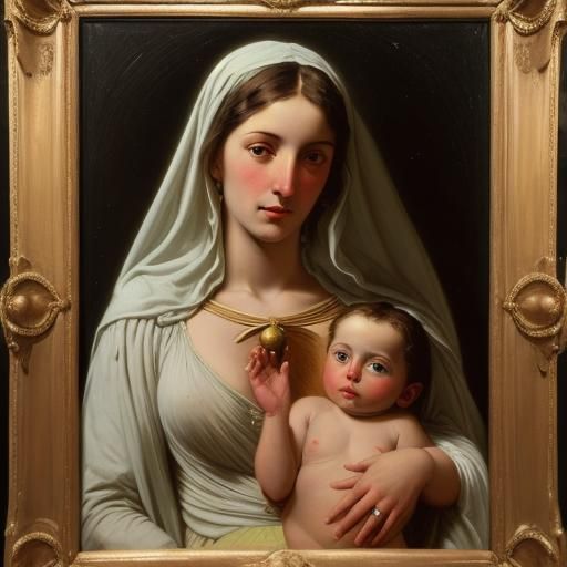 Surrealist Madonna in Melting Oil on Canvas