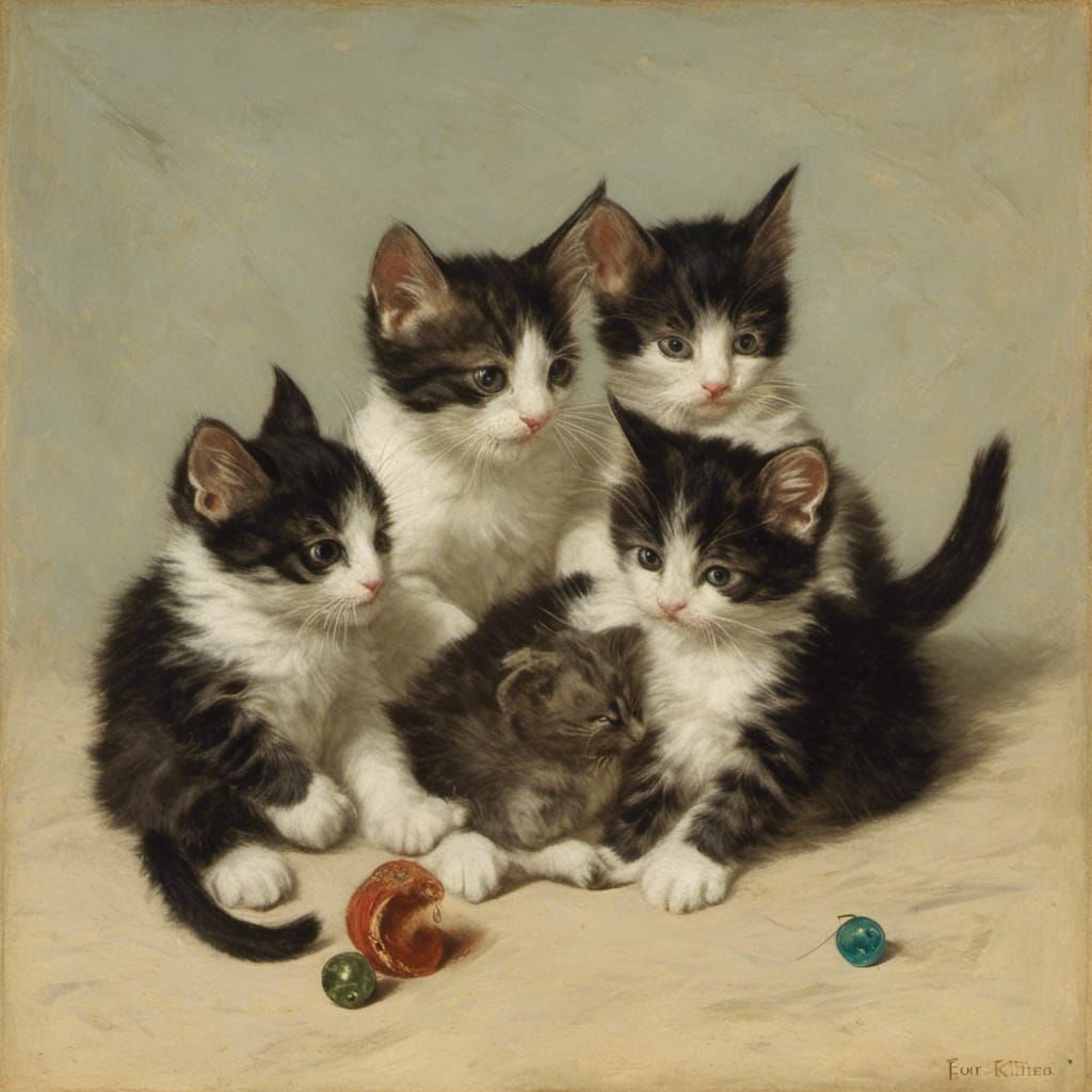 Kittens Playing Together with Strong Expressions