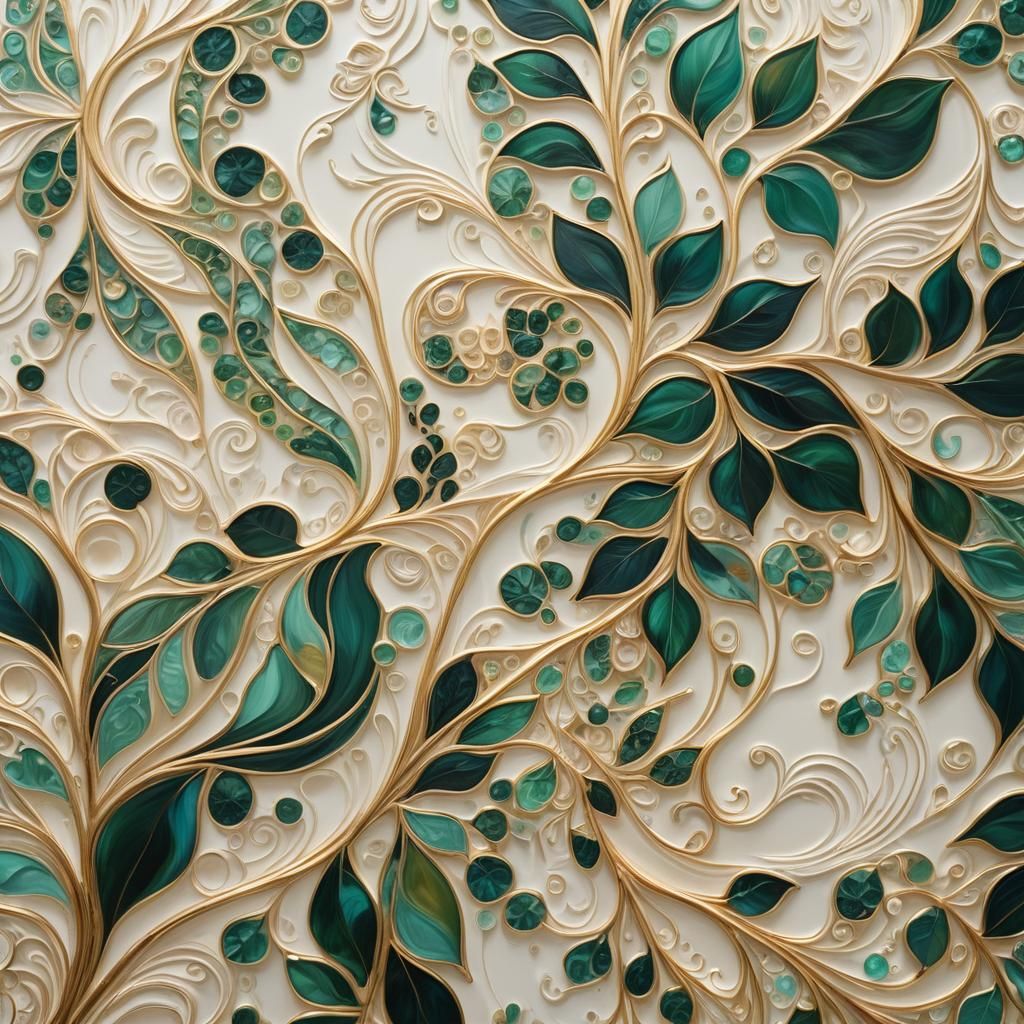 Luxurious Abstract Art with Zentangle Pattern