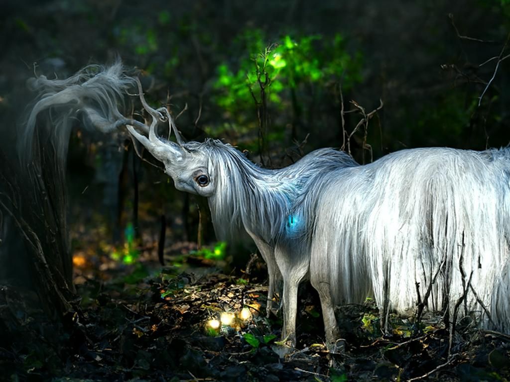 Luminescent Unicorn in Mystical Forest, Digital Art