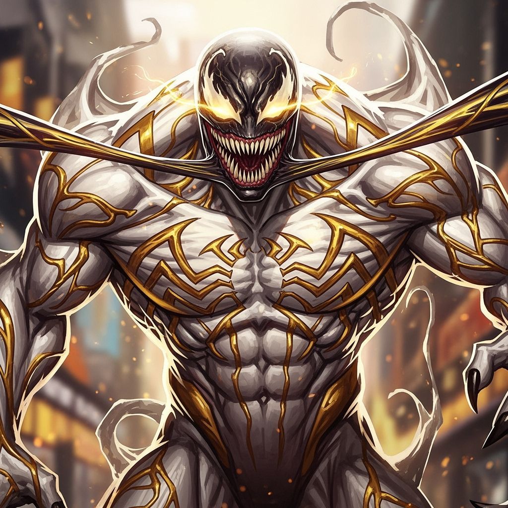 Towering White Symbiote with Golden Eyes