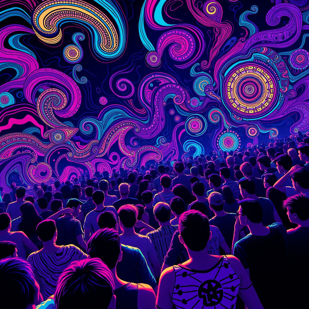 Pulsating Tekno Music Night in Cyberpunk Style