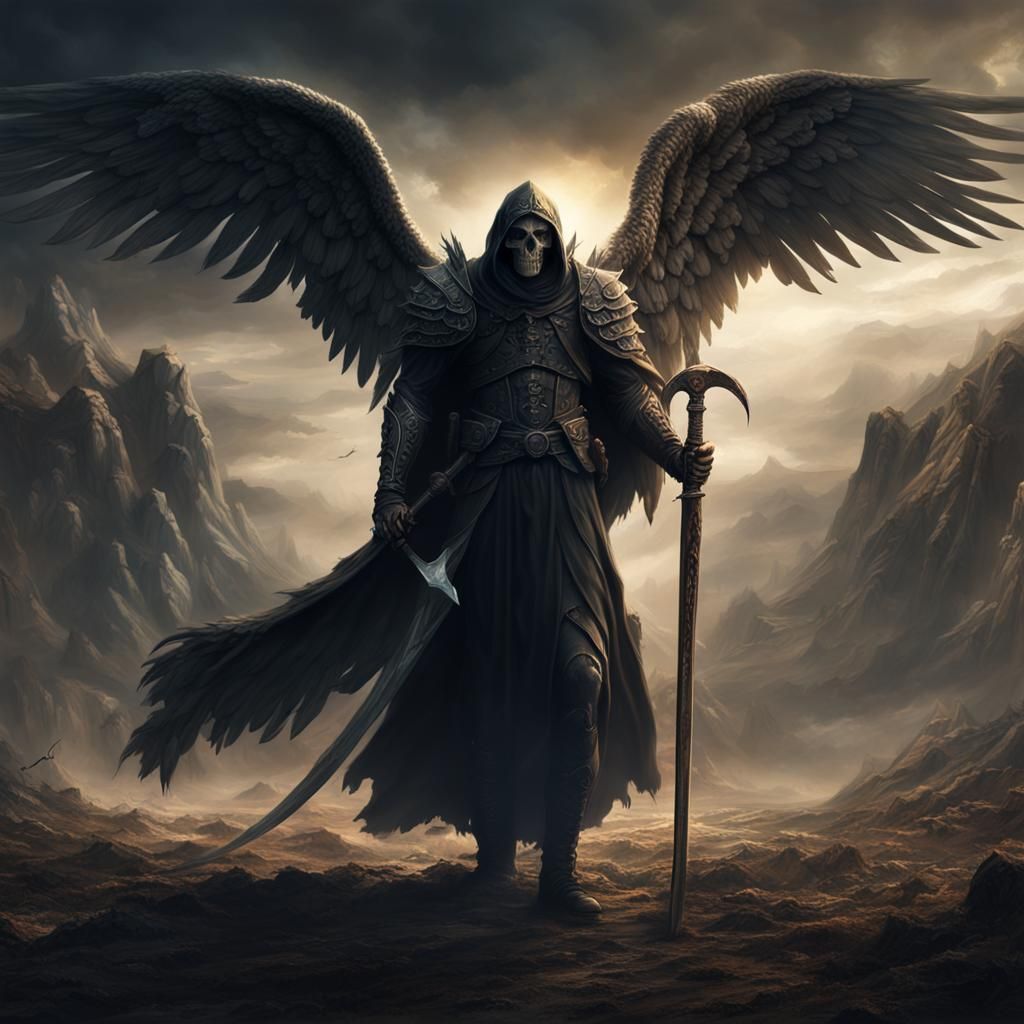 Dramatic Angel of Death in Shadows