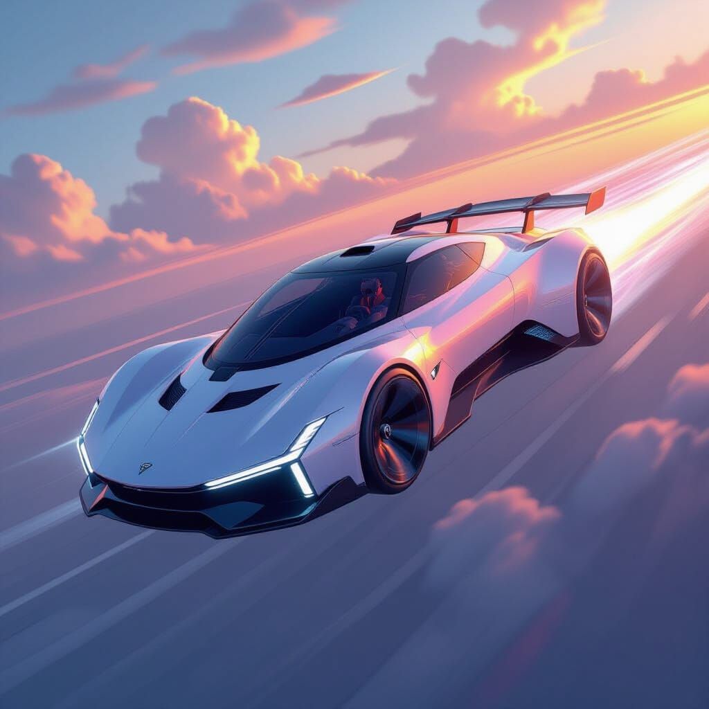 Koinsseg Car Soaring Through Air in Futuristic Style