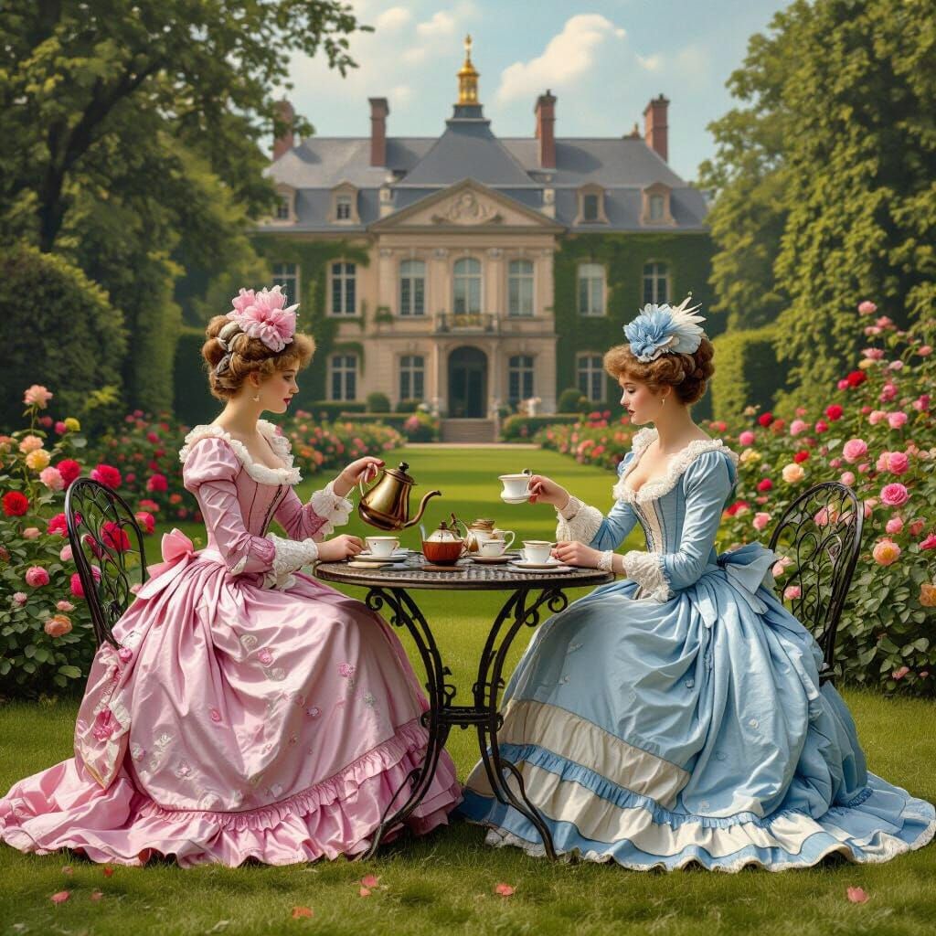 Ladies Enjoying Coffee at an English Palace