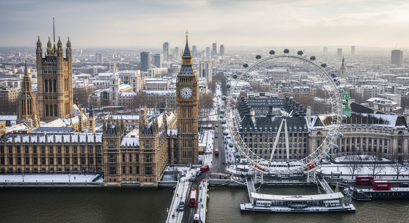 Winter in London: Aerial View of Westminster