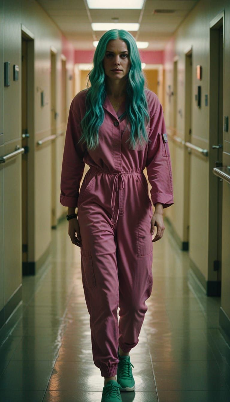 Cinematic Portrait of Woman with Blue Hair