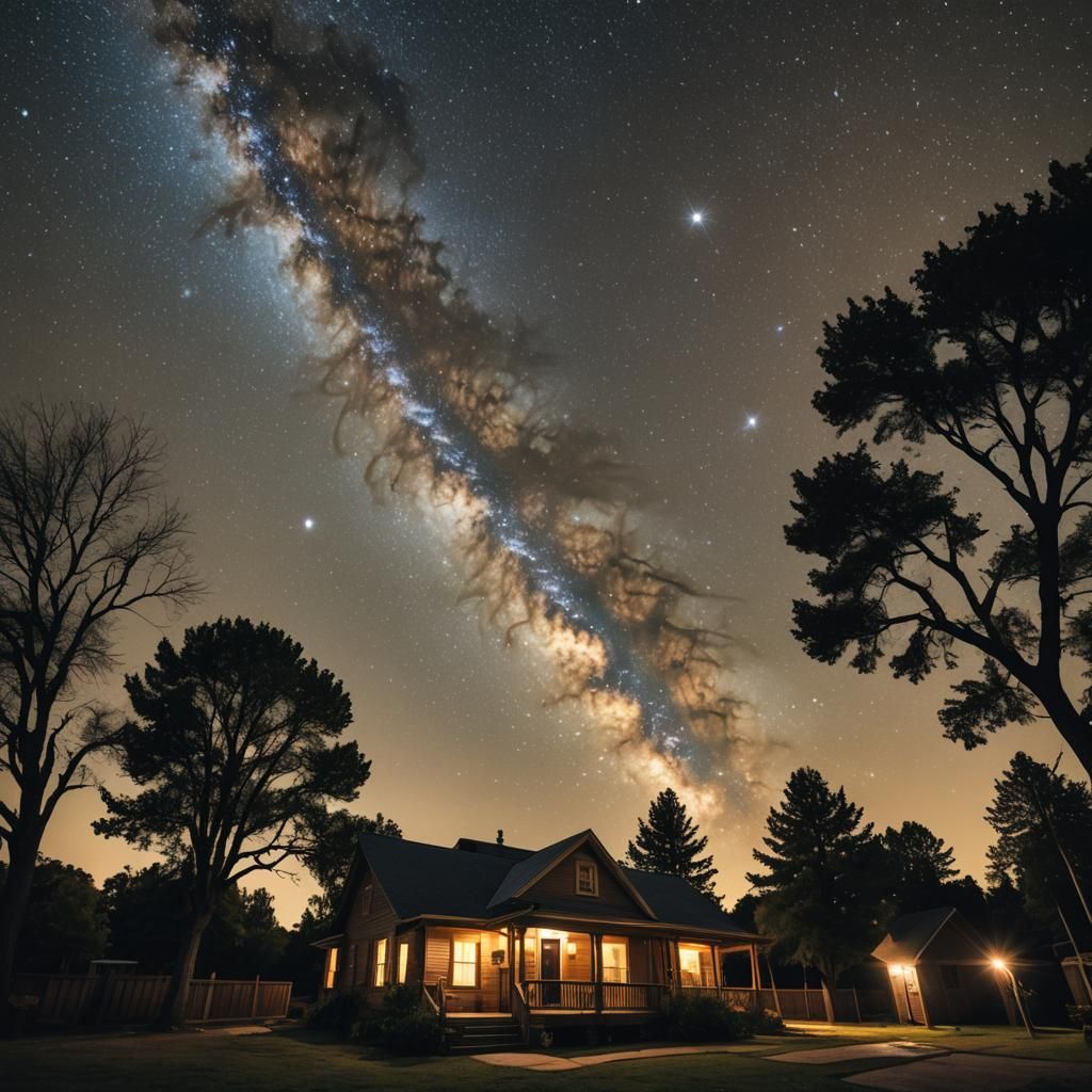 Milky Way and Planets Above Porch in Astrophotography