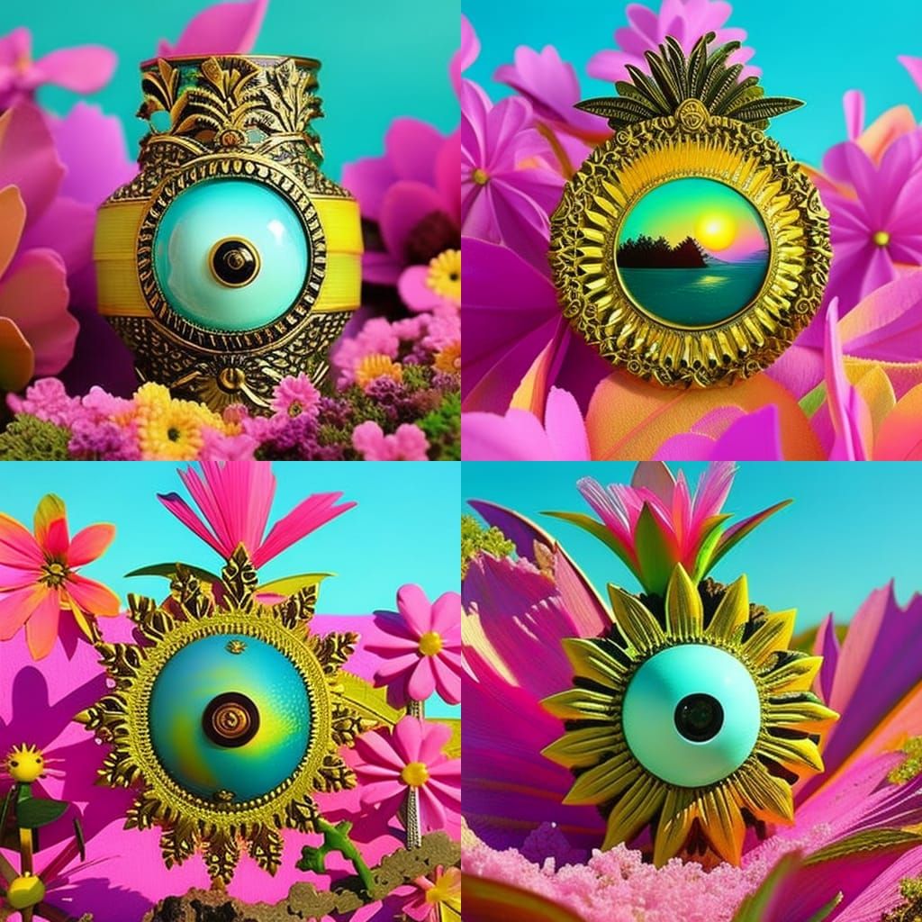 Surreal Steampunk Landscape with Exotic Objects