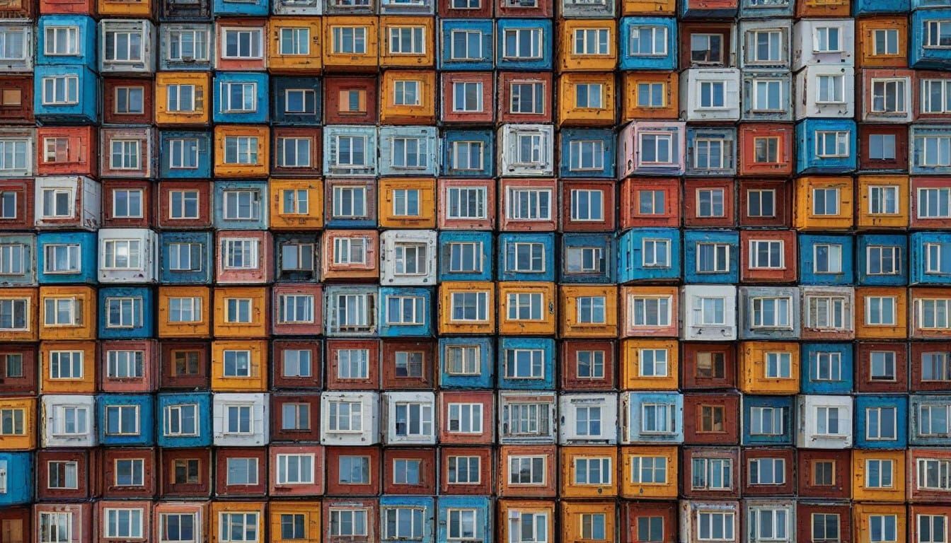 Colorful, Geometric Rubik's Cube Metropolis of Tomorrow