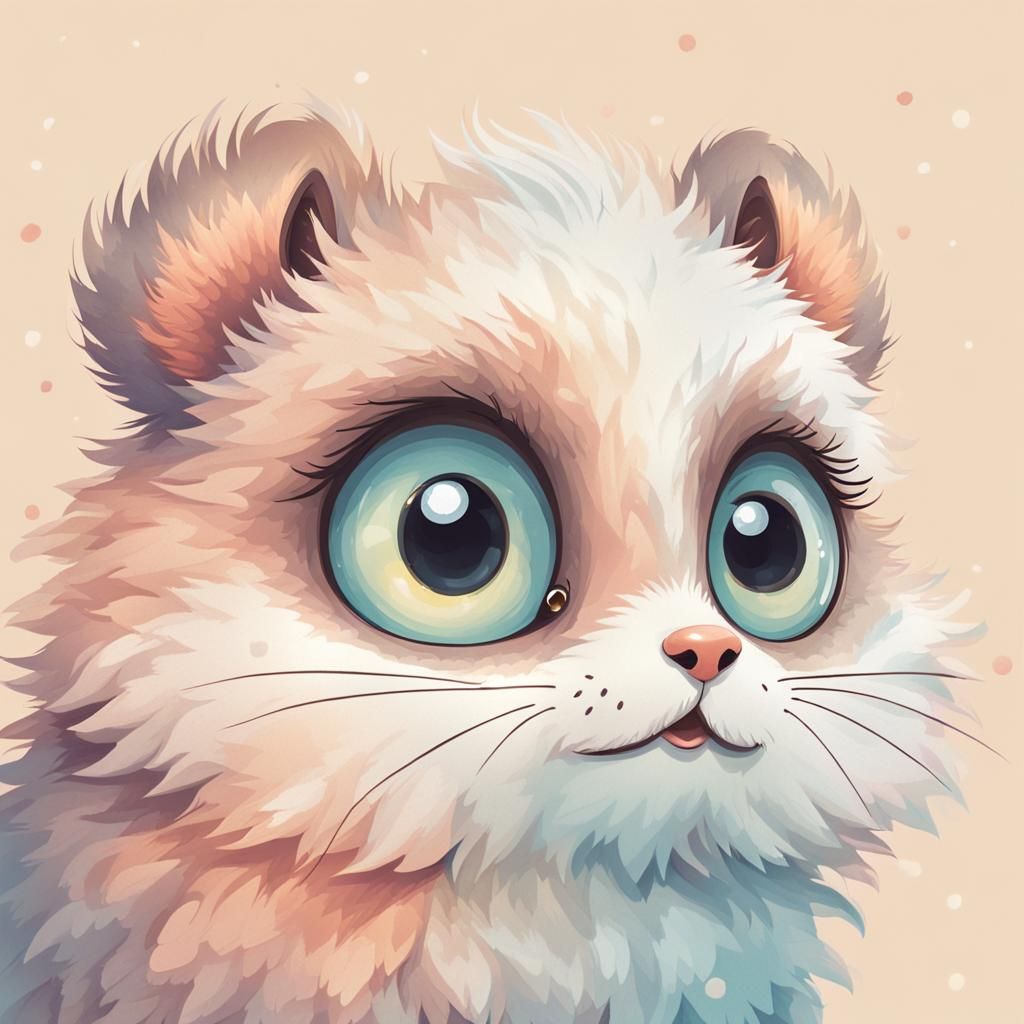 Pastel Cartoon Portrait of a Furry Critter