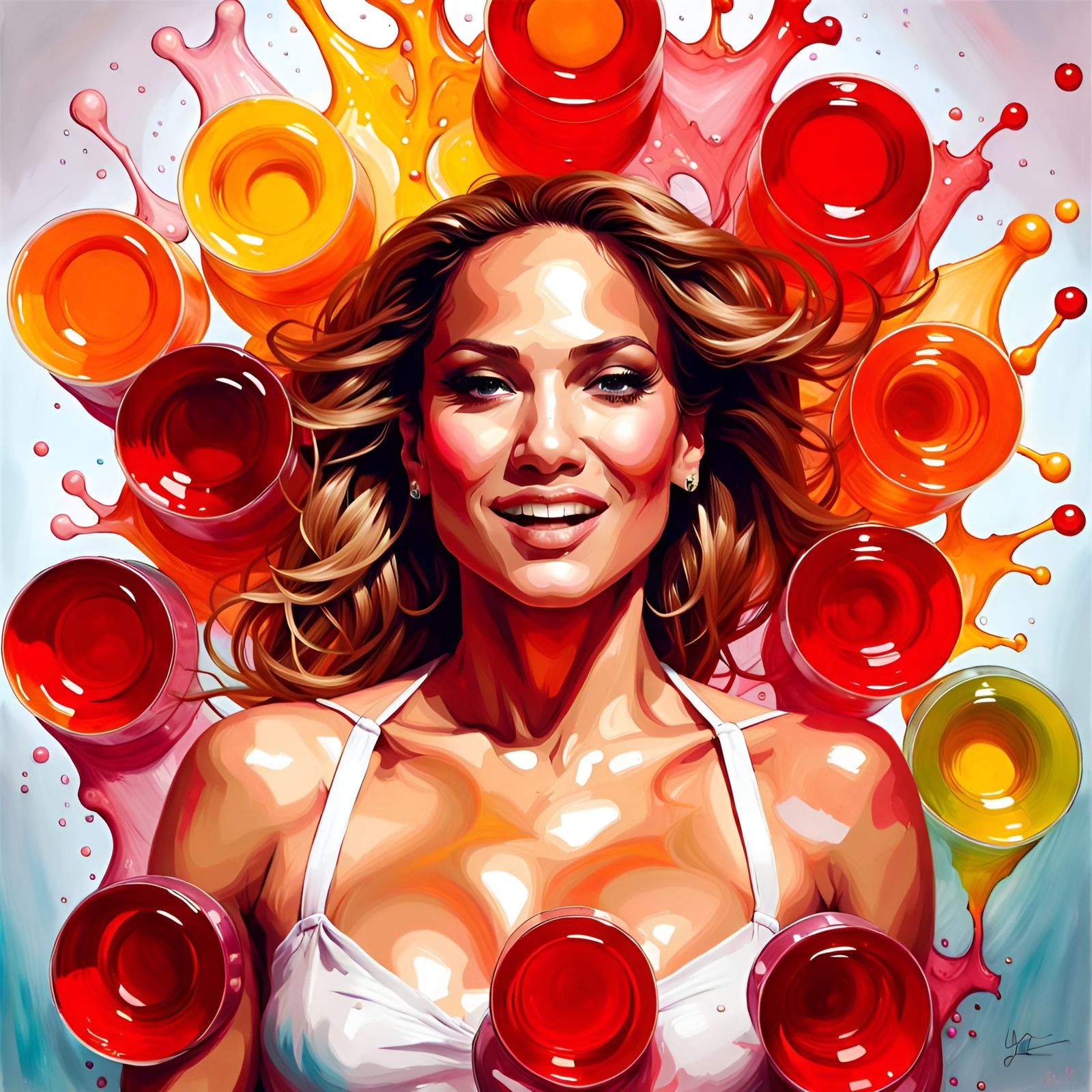 Jennifer Lopez Jello Portrait in Digital Art Style