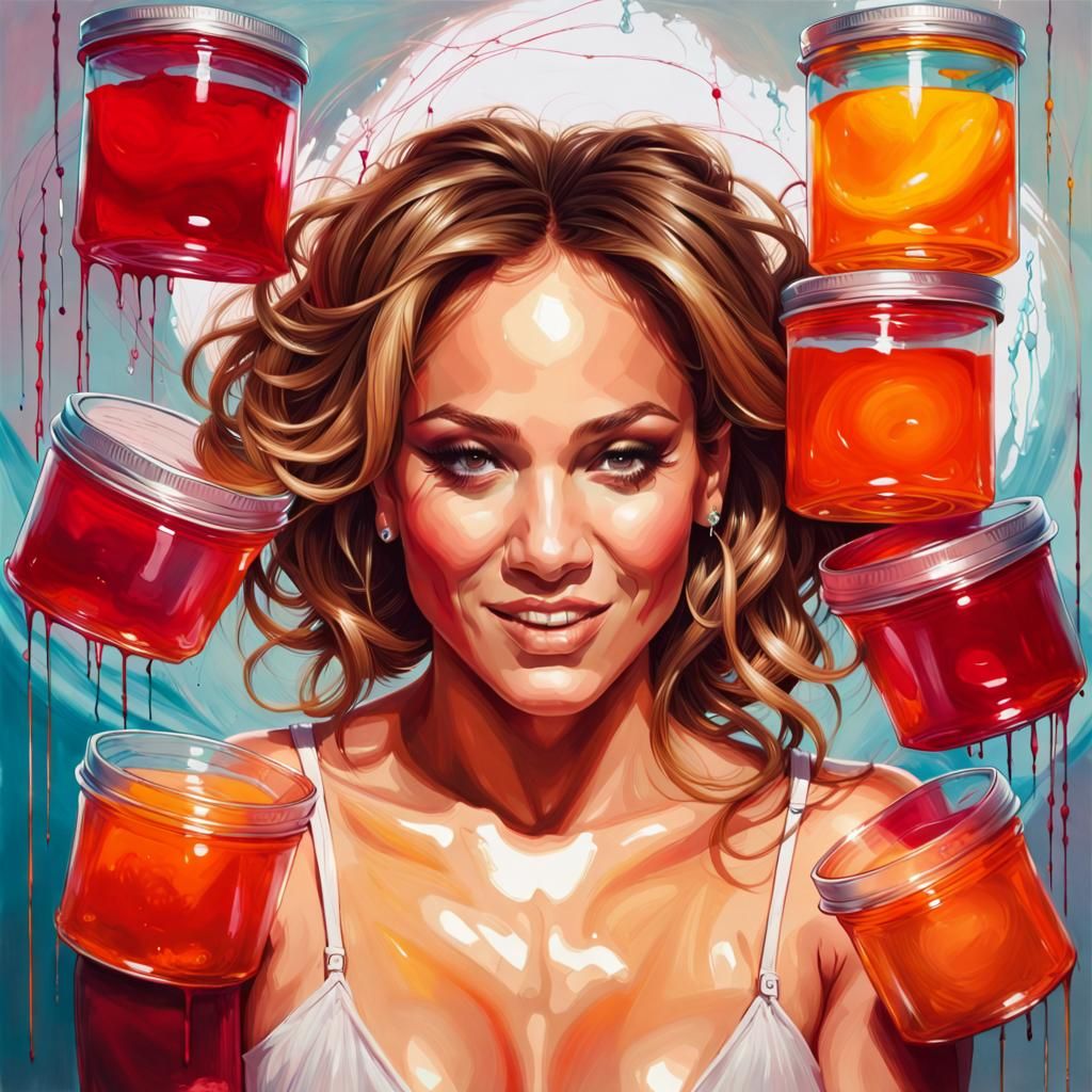 Jennifer Lopez Surrounded by Jello, Digital Portrait