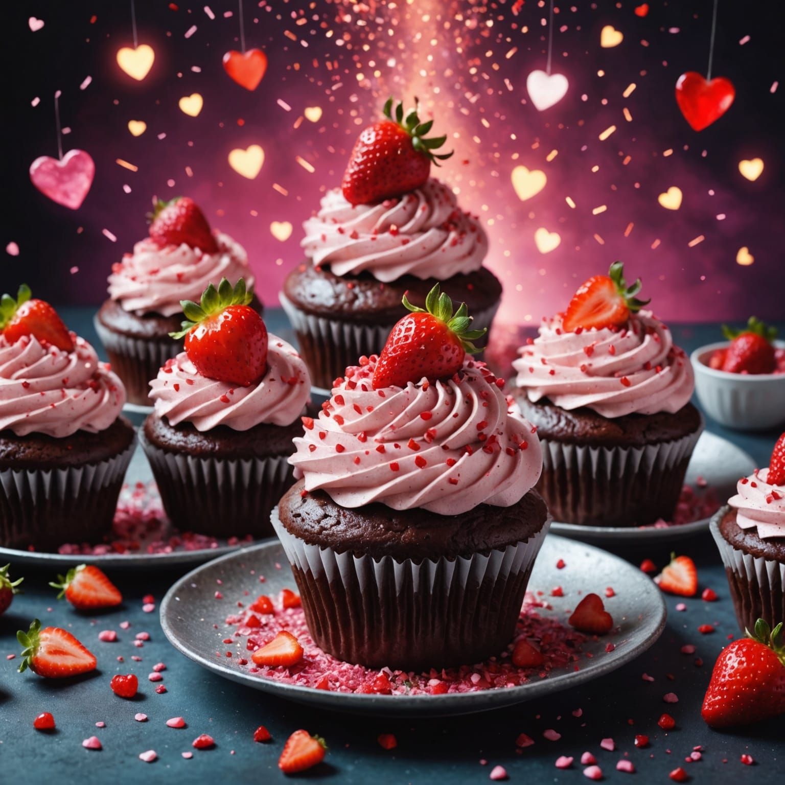 Surreal Dessert Scene in Vibrant Watercolor Style