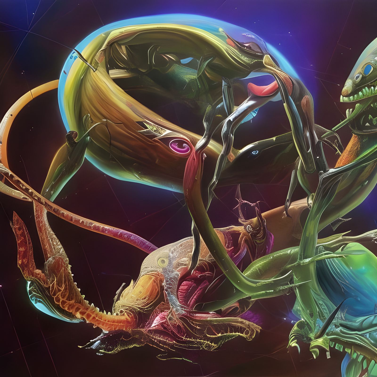 Exotic Alien Creature with Egg Sack, Hyperrealistic Art