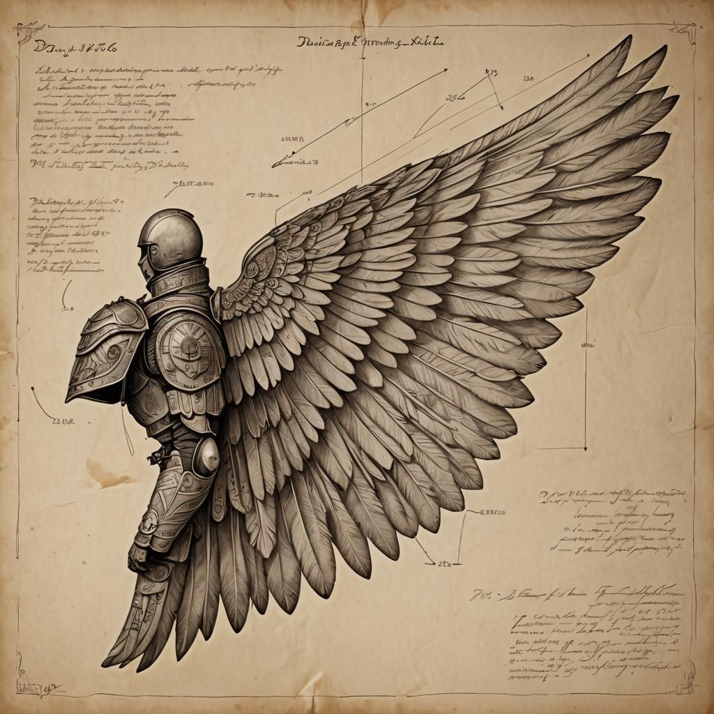Da Vinci Style Wing Suit Design Sketch