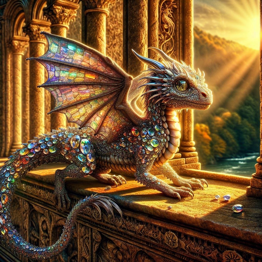 Jeweled Dragon Sunning on Windowsill