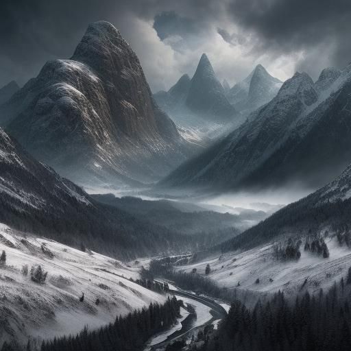 Dramatic Alpine Landscape as Digital Matte Painting