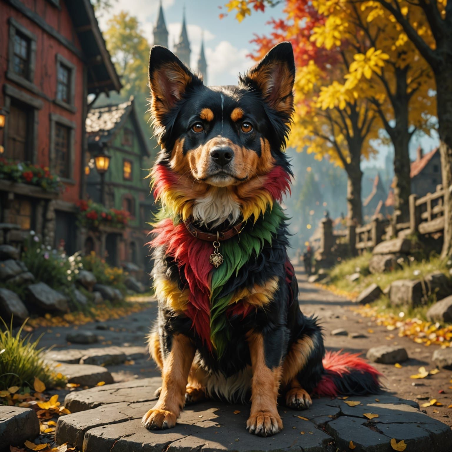 Colorful Fantasy Dog Concept Art