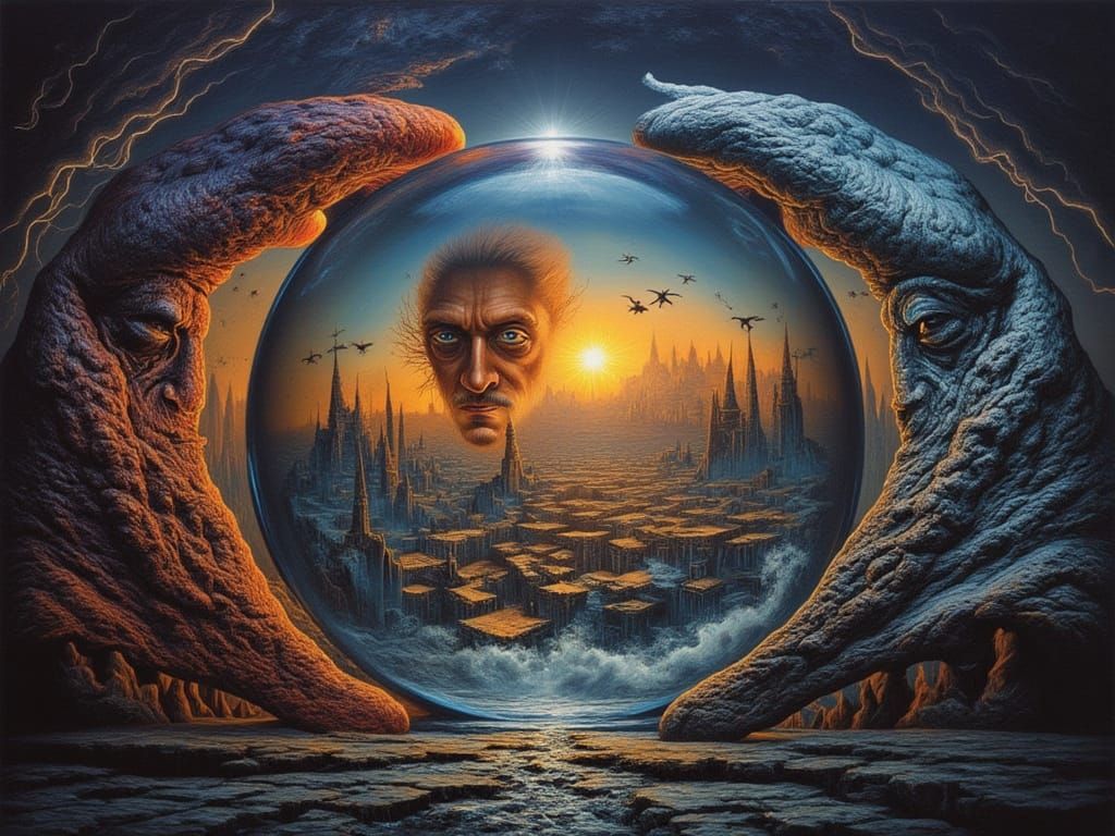 Man Sees His Reflection in a Crystal Ball